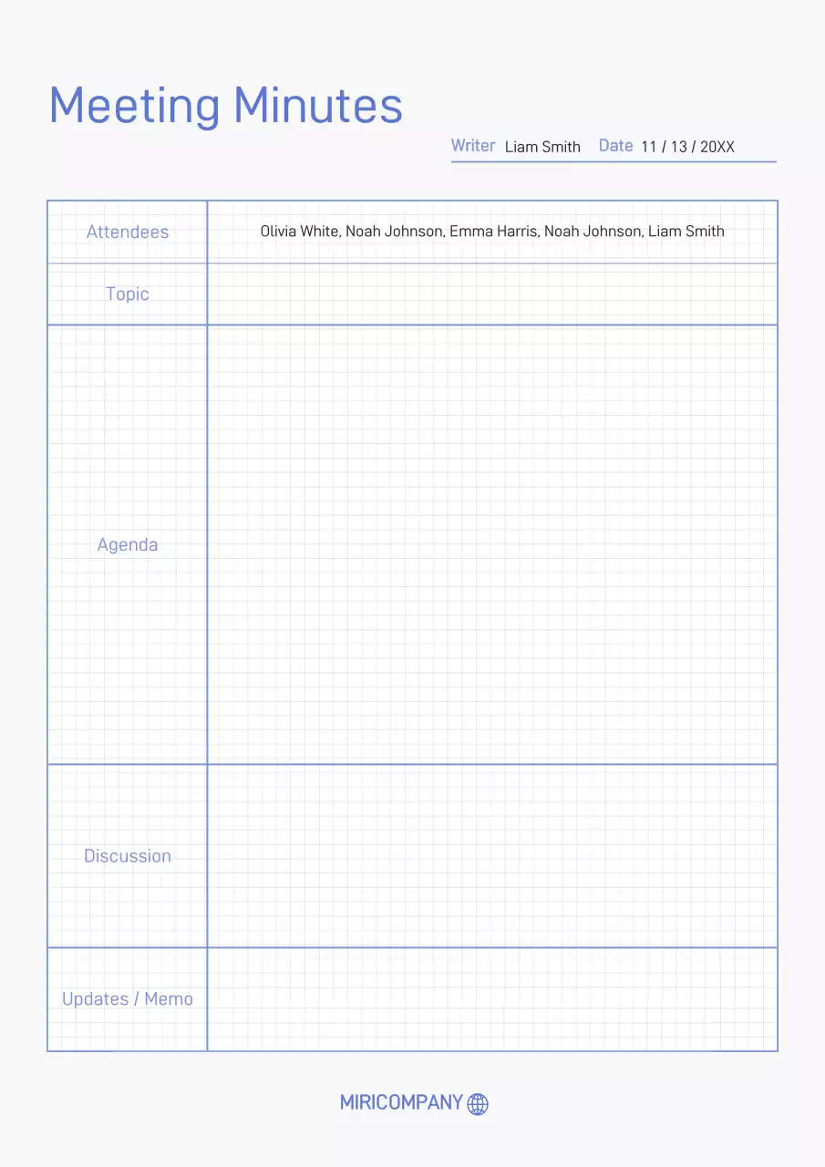 Minutes in a grid pattern with white and blue points