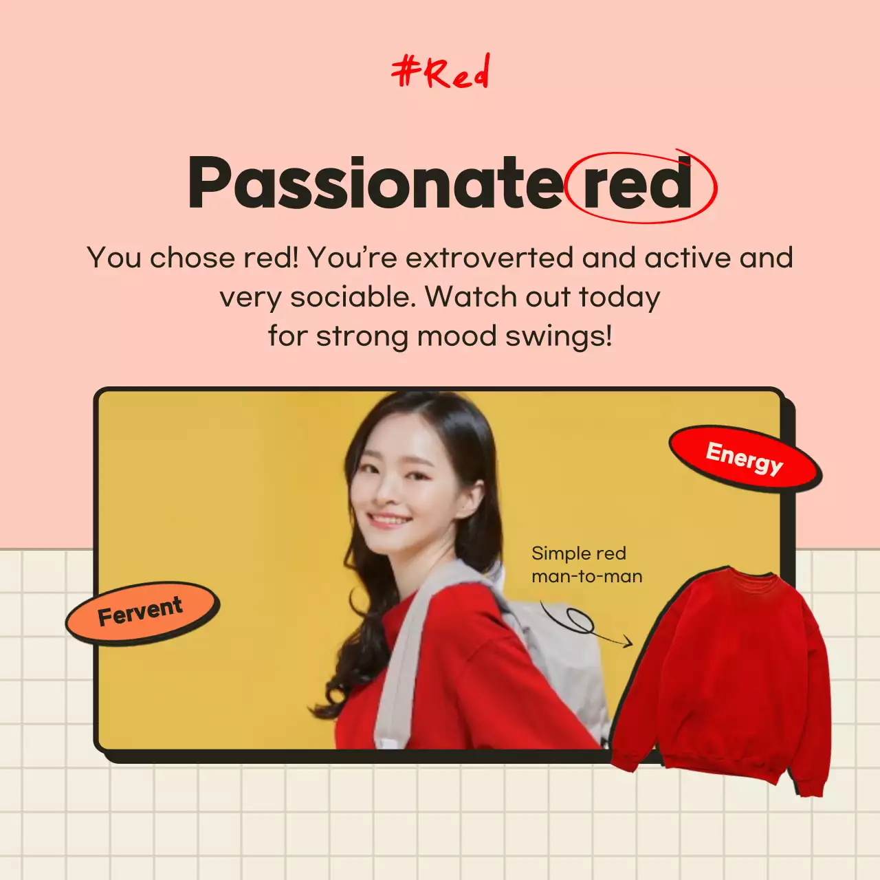 A psychological test of orange and beige t-shirt colors