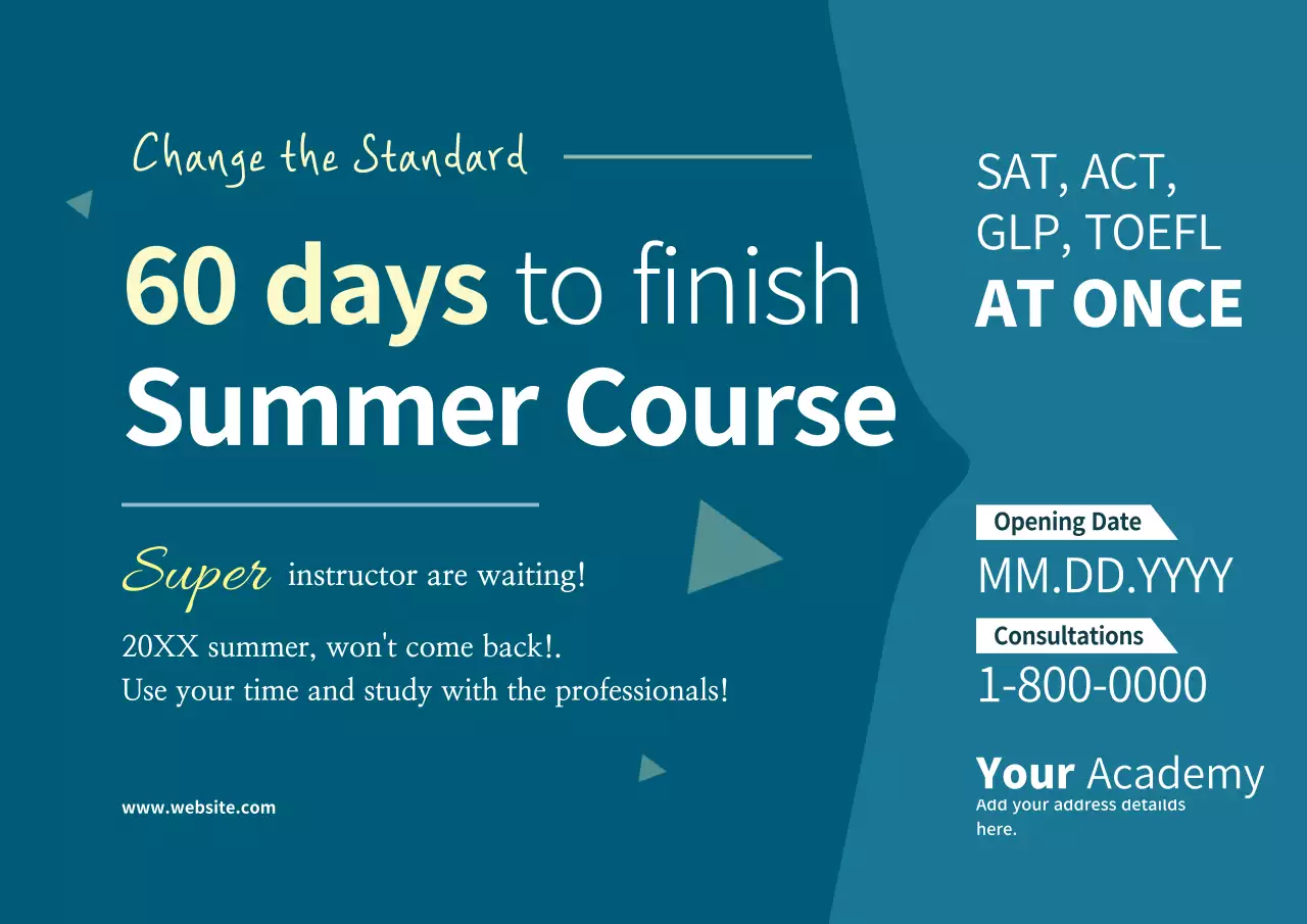 Teal Modern Summer Course Promotion Poster