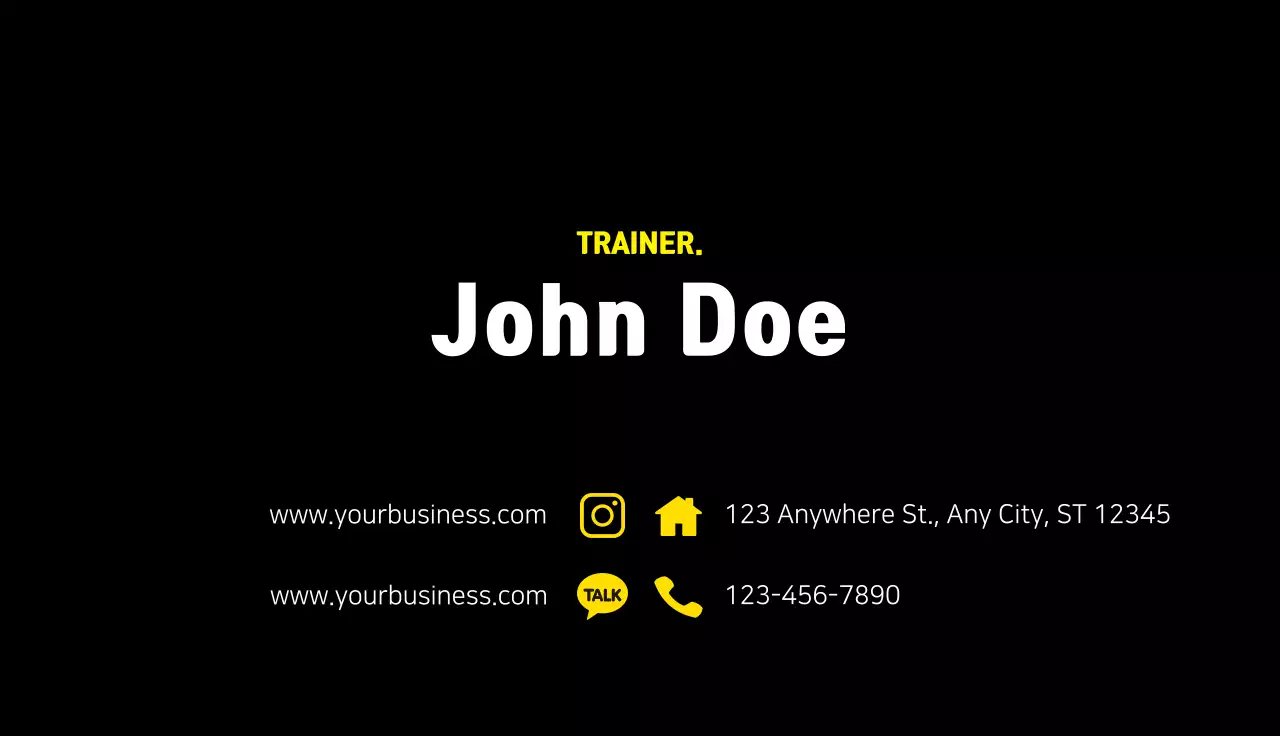 Yellow Modern Fitness Promotion Business Card