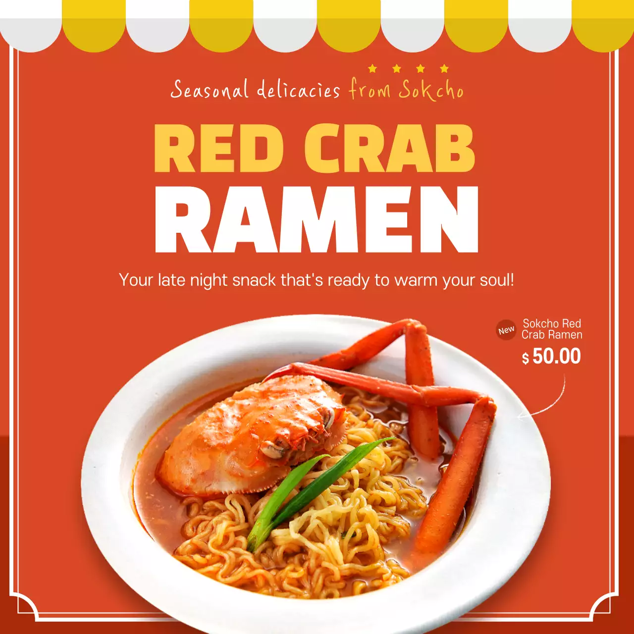 Orange Trendy Ramen Promotion Social Media Post