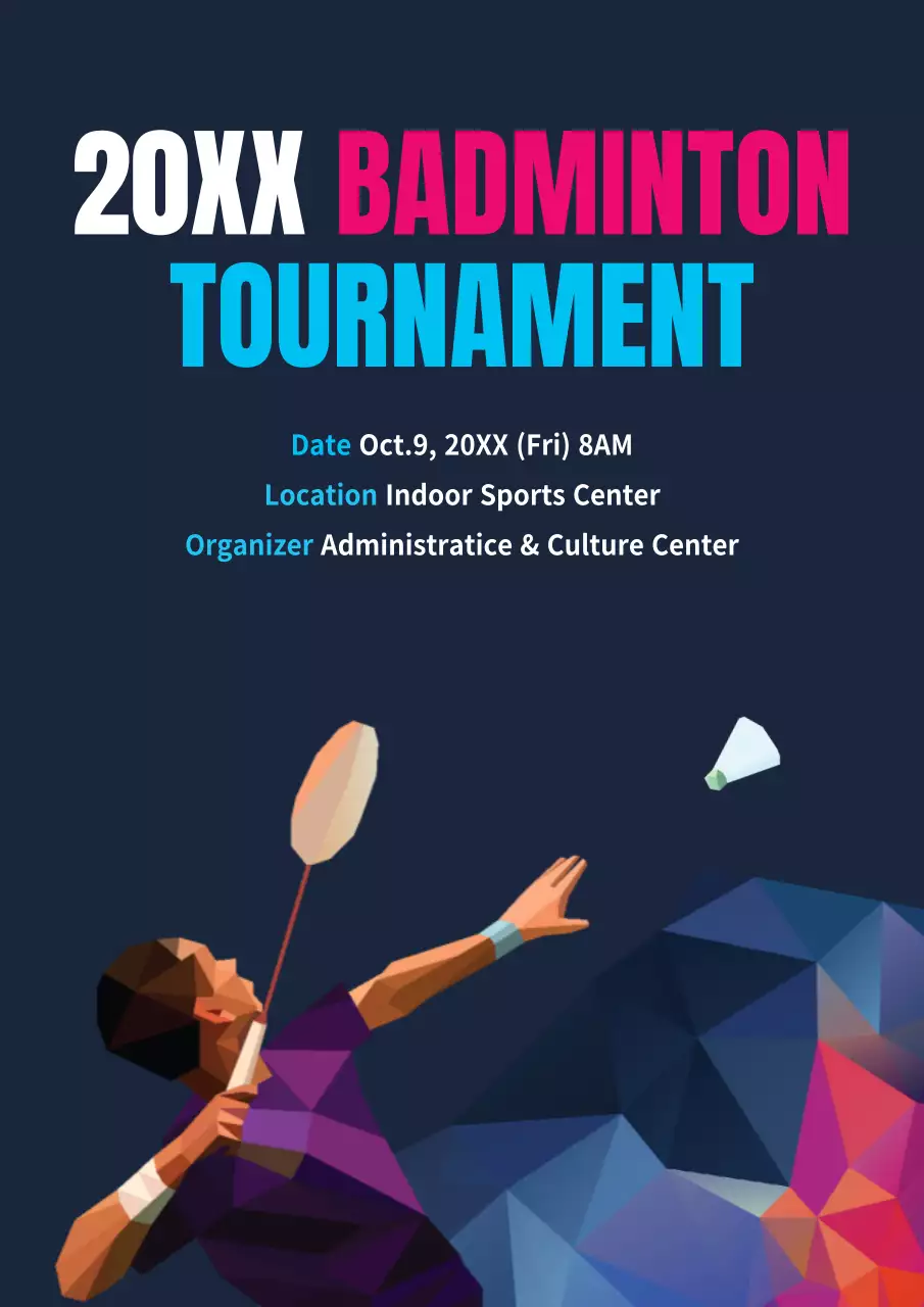 Navy Modern Badminton Event Poster