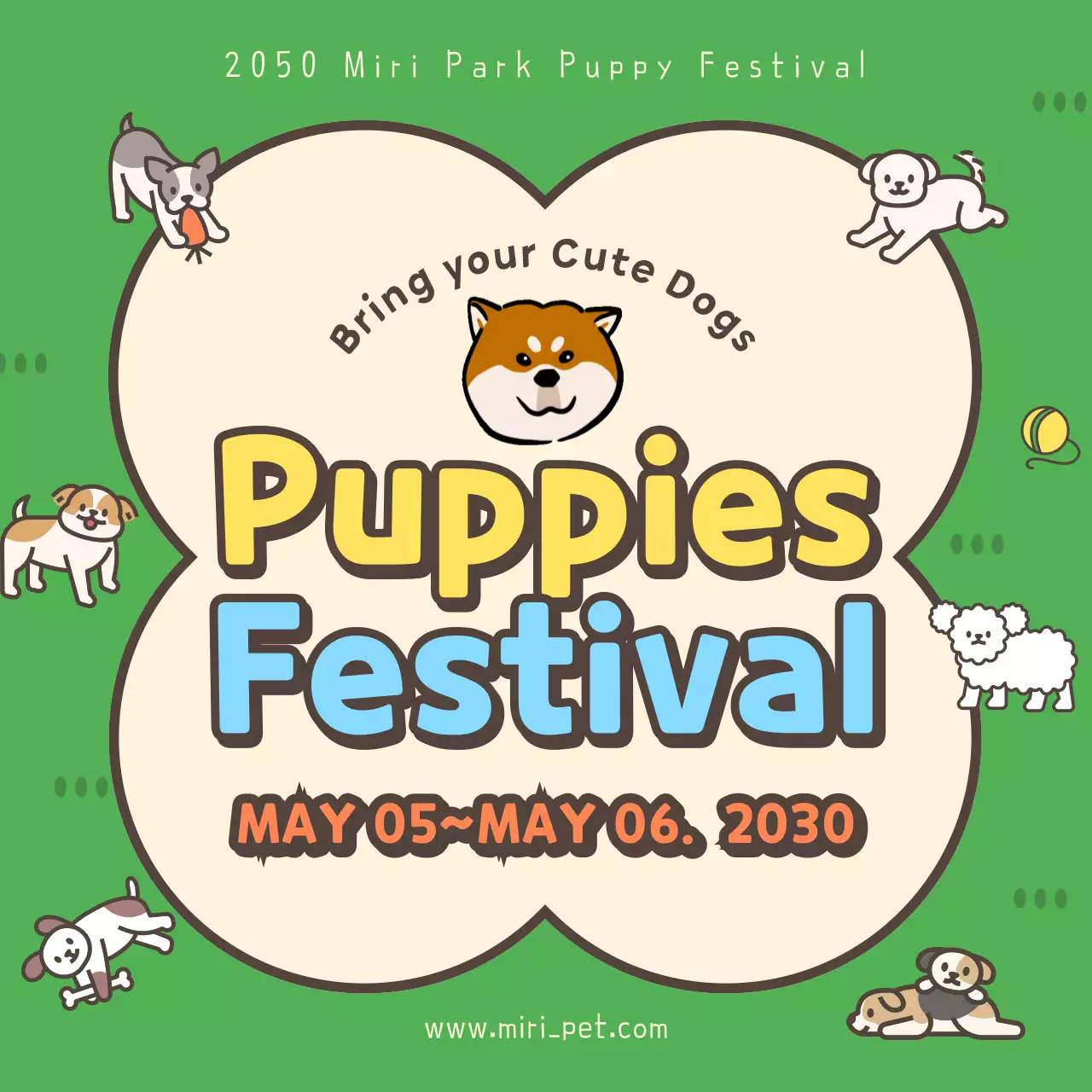 Green Playful Pet 이벤트 소셜 미디어 게시물