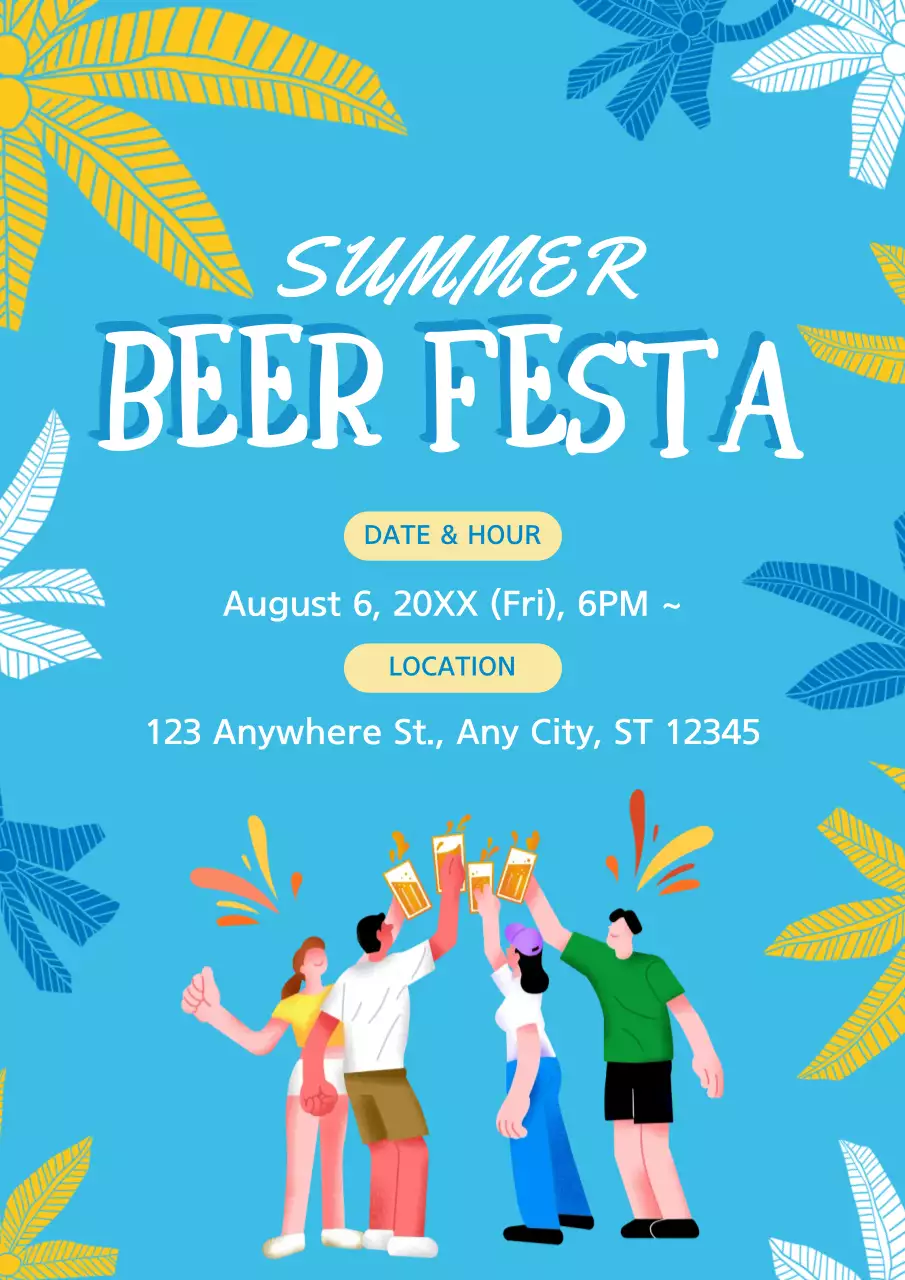 Blue Trendy Beer Promotion Poster