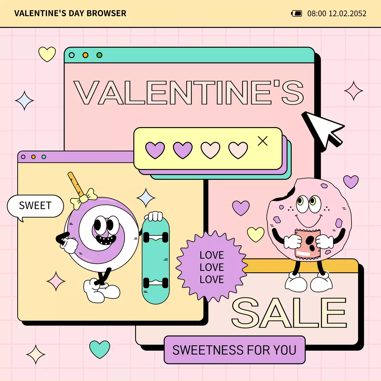 Promote a kitschy pink and yellow White Day sale event