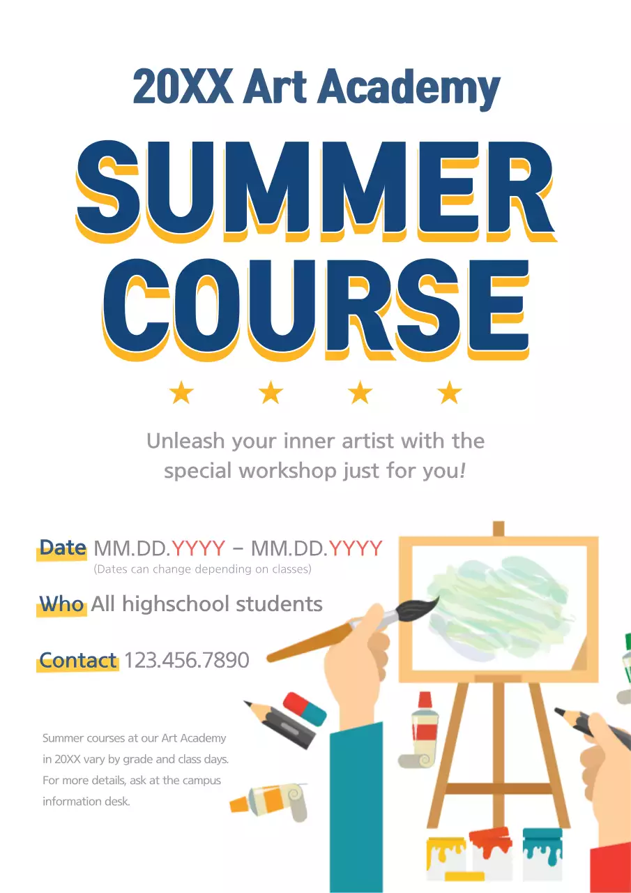 Blue Trendy Art Course Announcement Poster