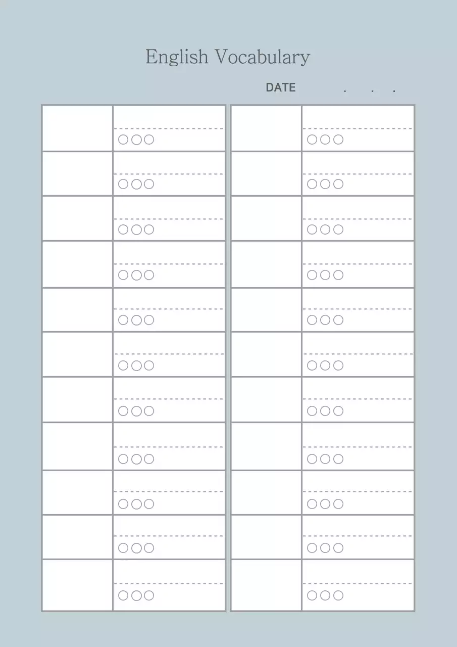 Blue Simple Vocabulary Planner Poster