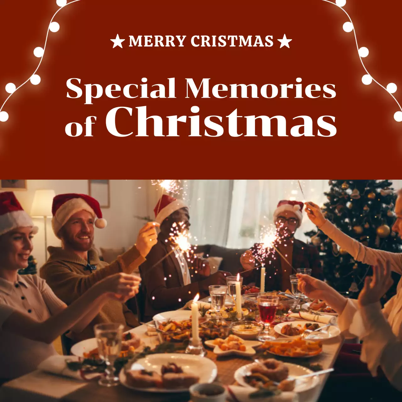 Red Traditional Christmas Invitation Social Media Post