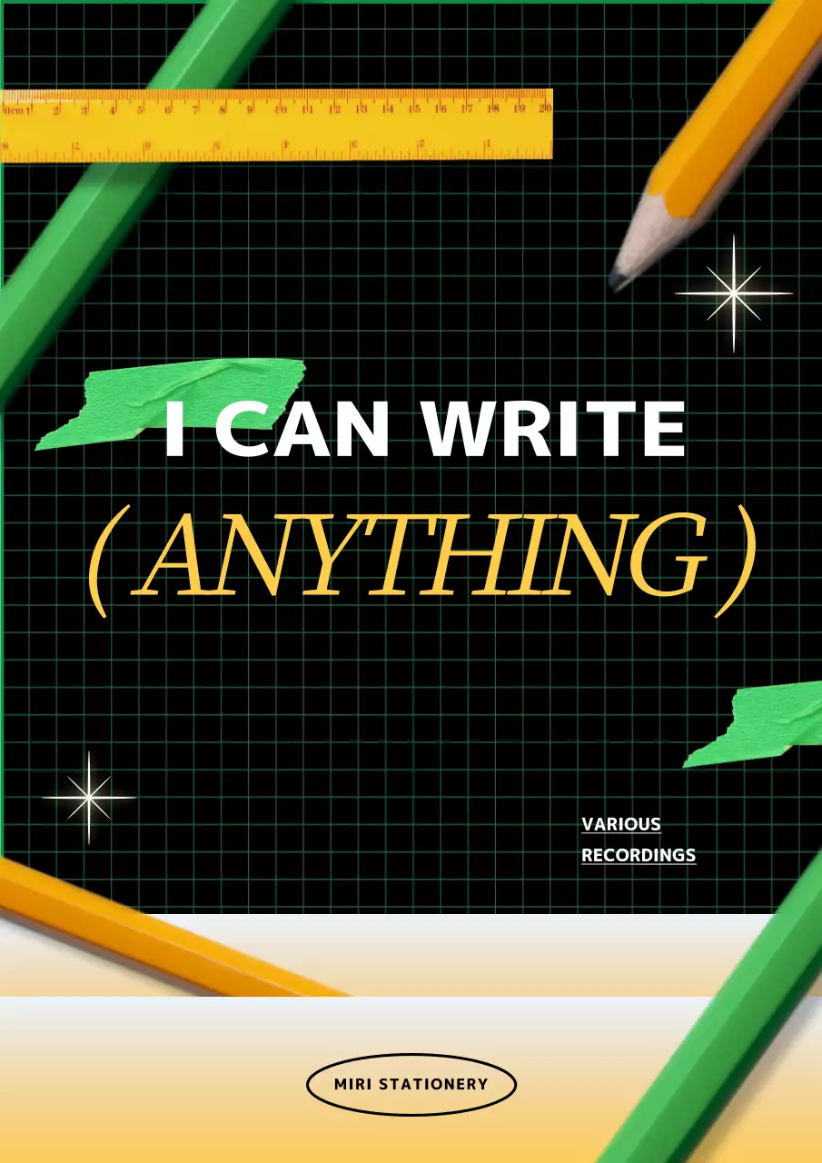 Artwork phrase brand with green yellow points on a black background