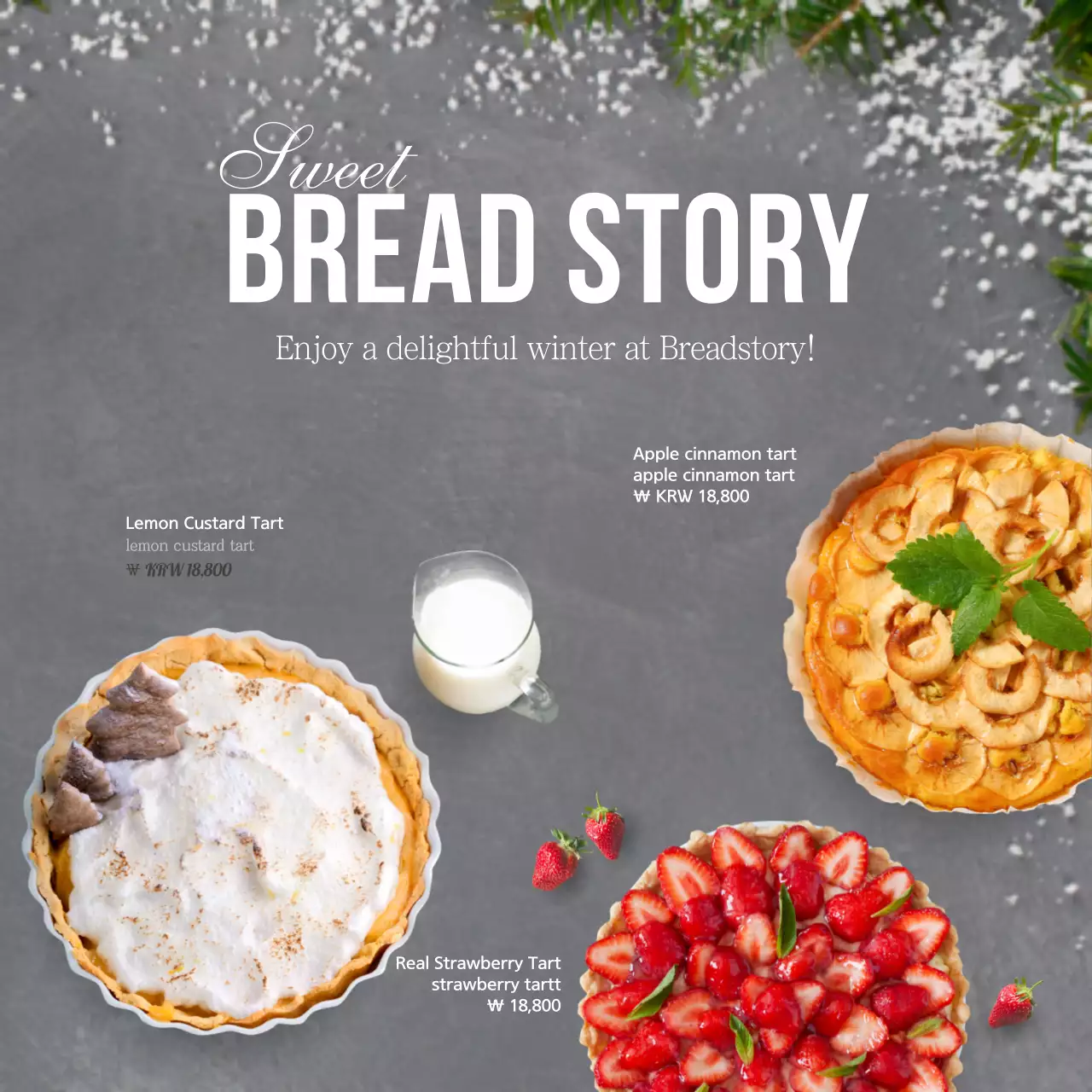 Biểu ngữ quảng cáo bánh Tart thanh lịch màu xám