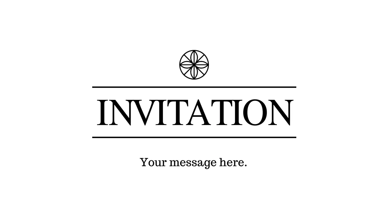 Phong bì bưu thiếp mời đơn giản với dòng chữ màu đen và dòng logo hoa minh họa