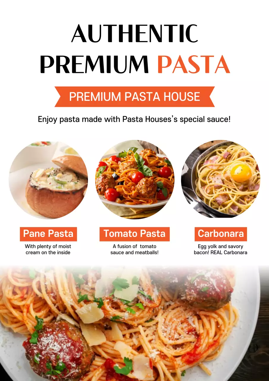 Orange Classic Pasta Promotion Poster