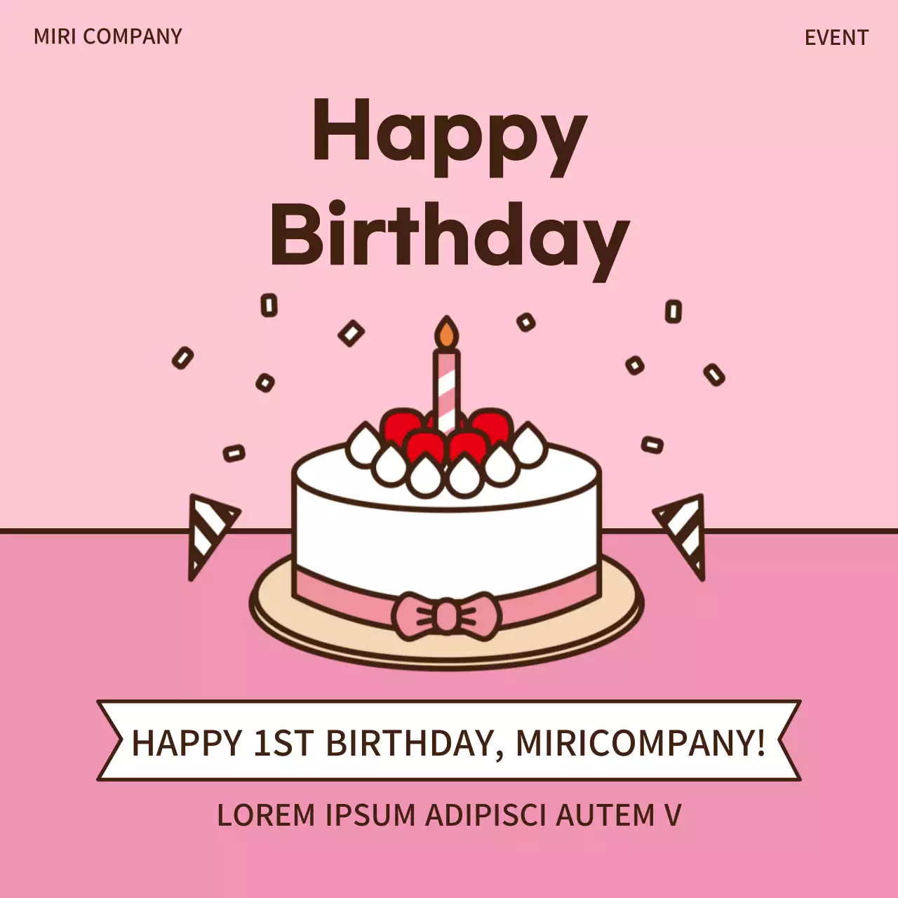 Pink Simple Birthday Announcement Social Media Post