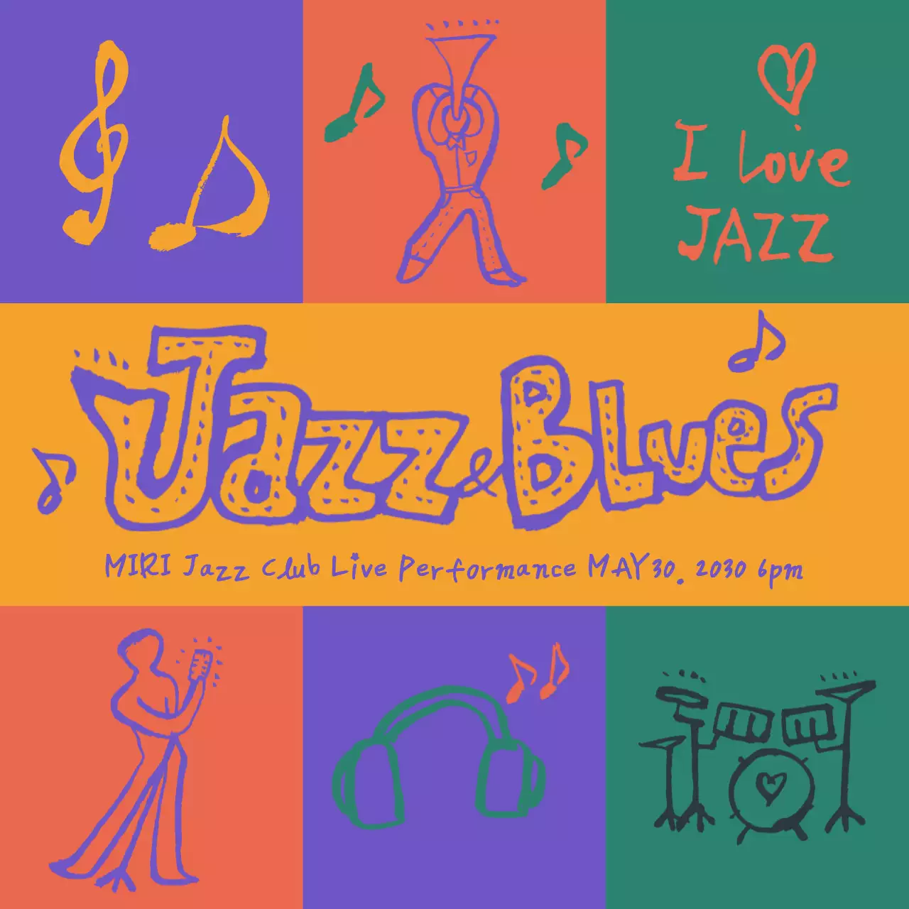 Orange Retro Jazz Event Social Media Post