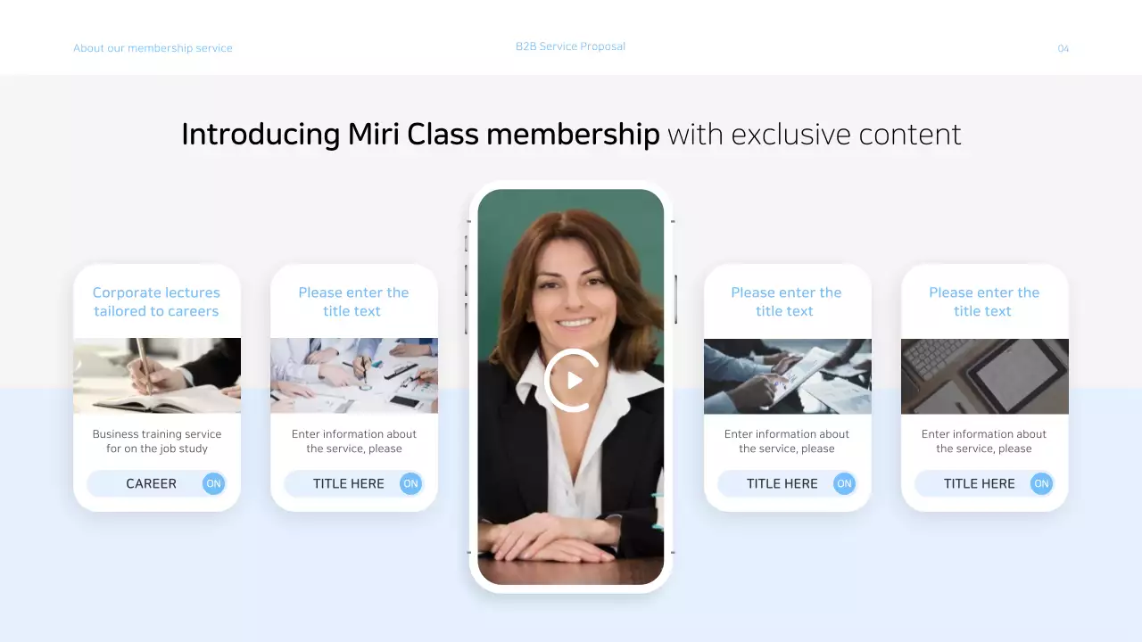 Business services proposal presentation with a light blue color scheme