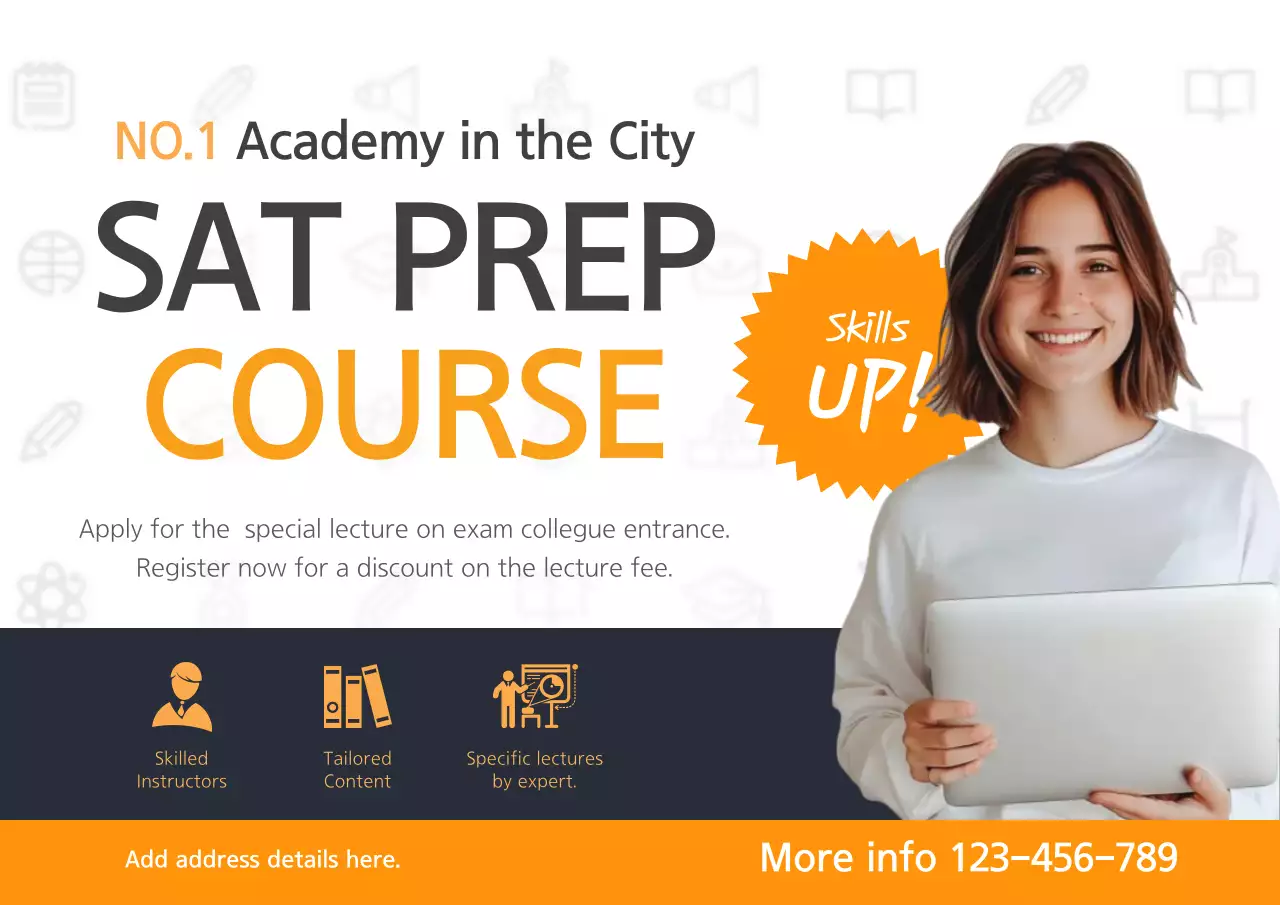Orange Modern Sat Course Advertisement Poster