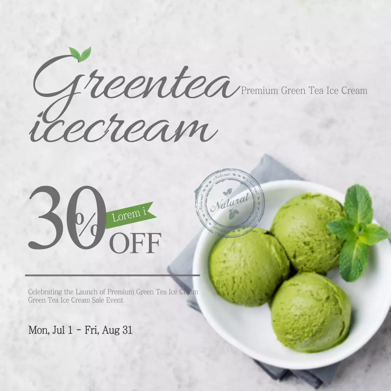 Green Minimal Ice Cream Promotion Banner