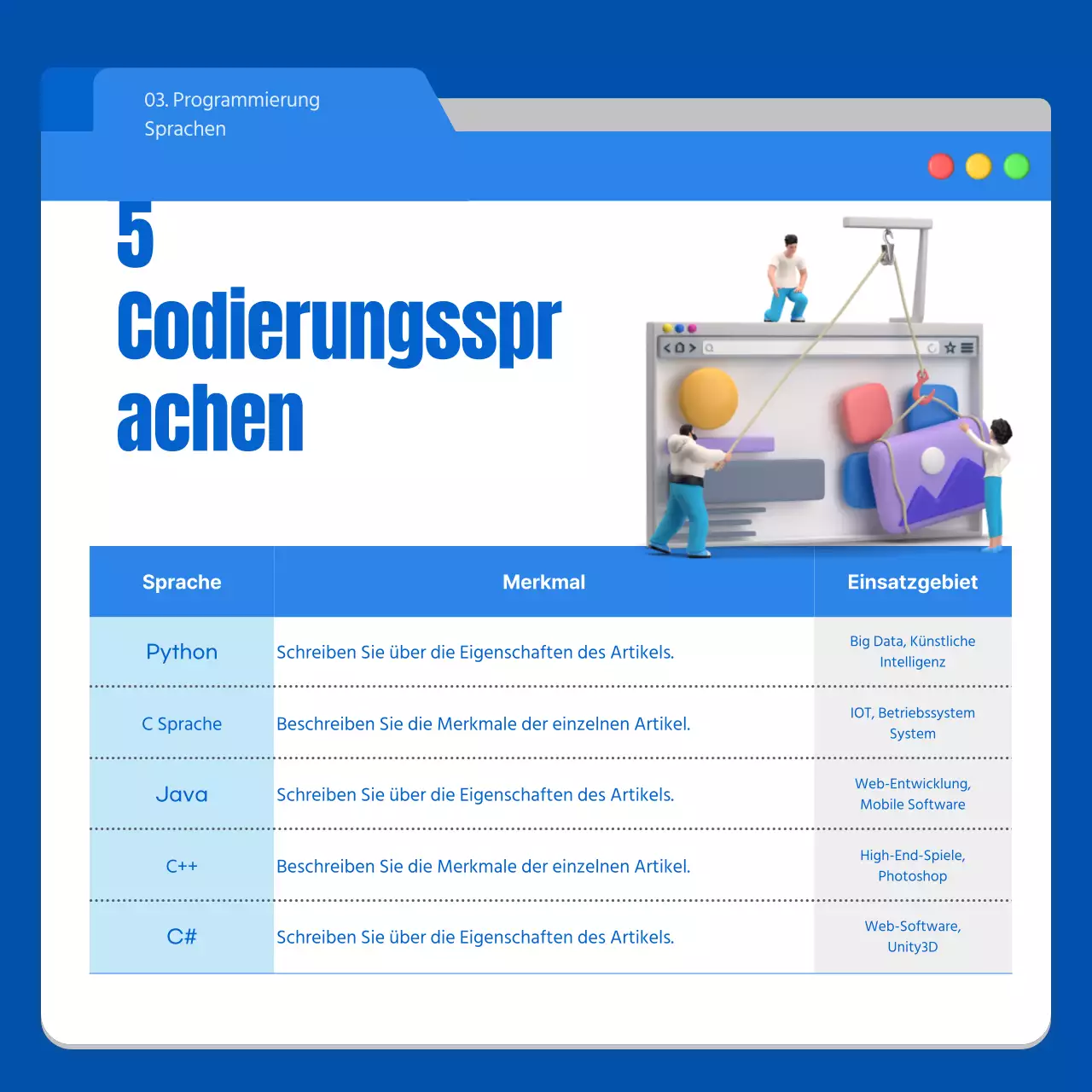 3D-Bilder in Blau hervorheben Einführung in die Programmiersprache
