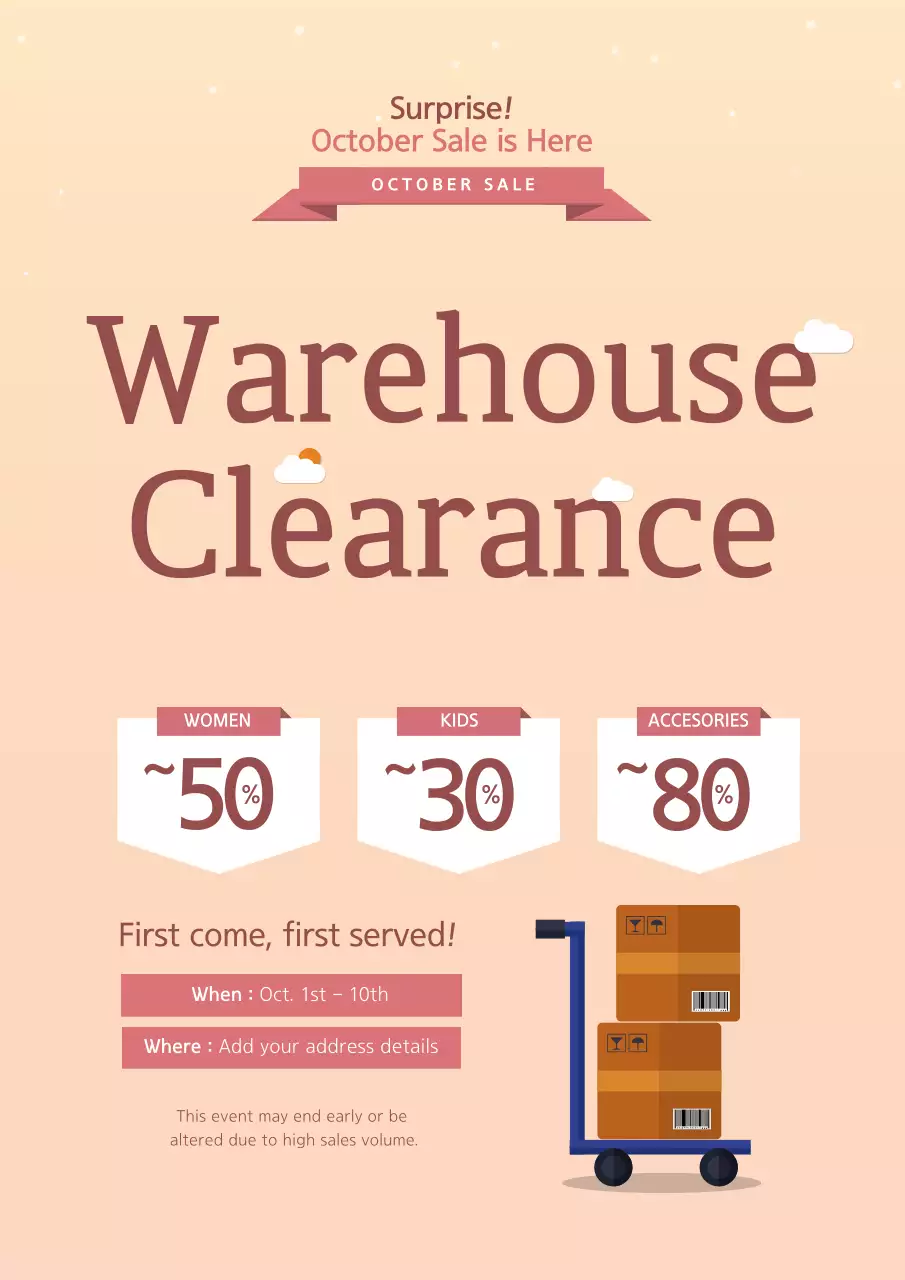 Beige Simple Warehouse Sale Promotion Poster