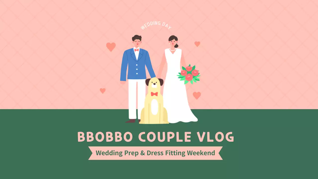 Pink Modern Wedding Vlog YouTube Thumbnail