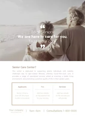 Beige Minimal Senior Care Promotion Poster