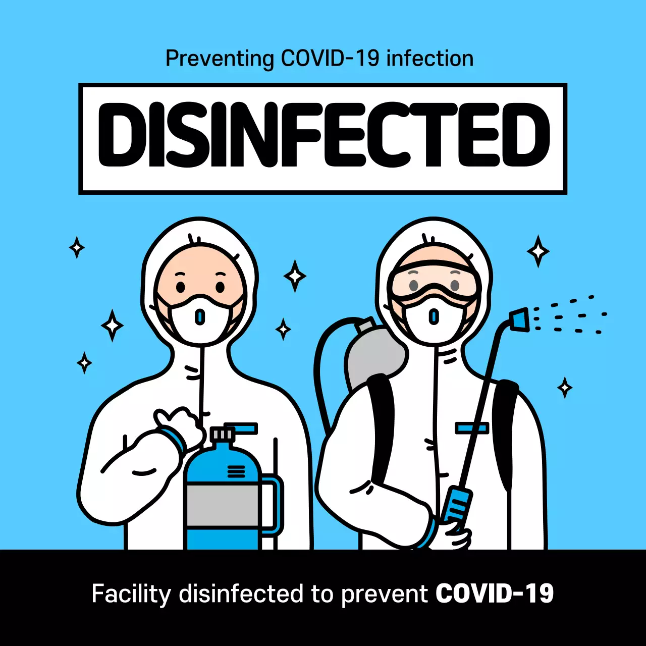 Blue Minimal Disinfection Notice Instagram Post