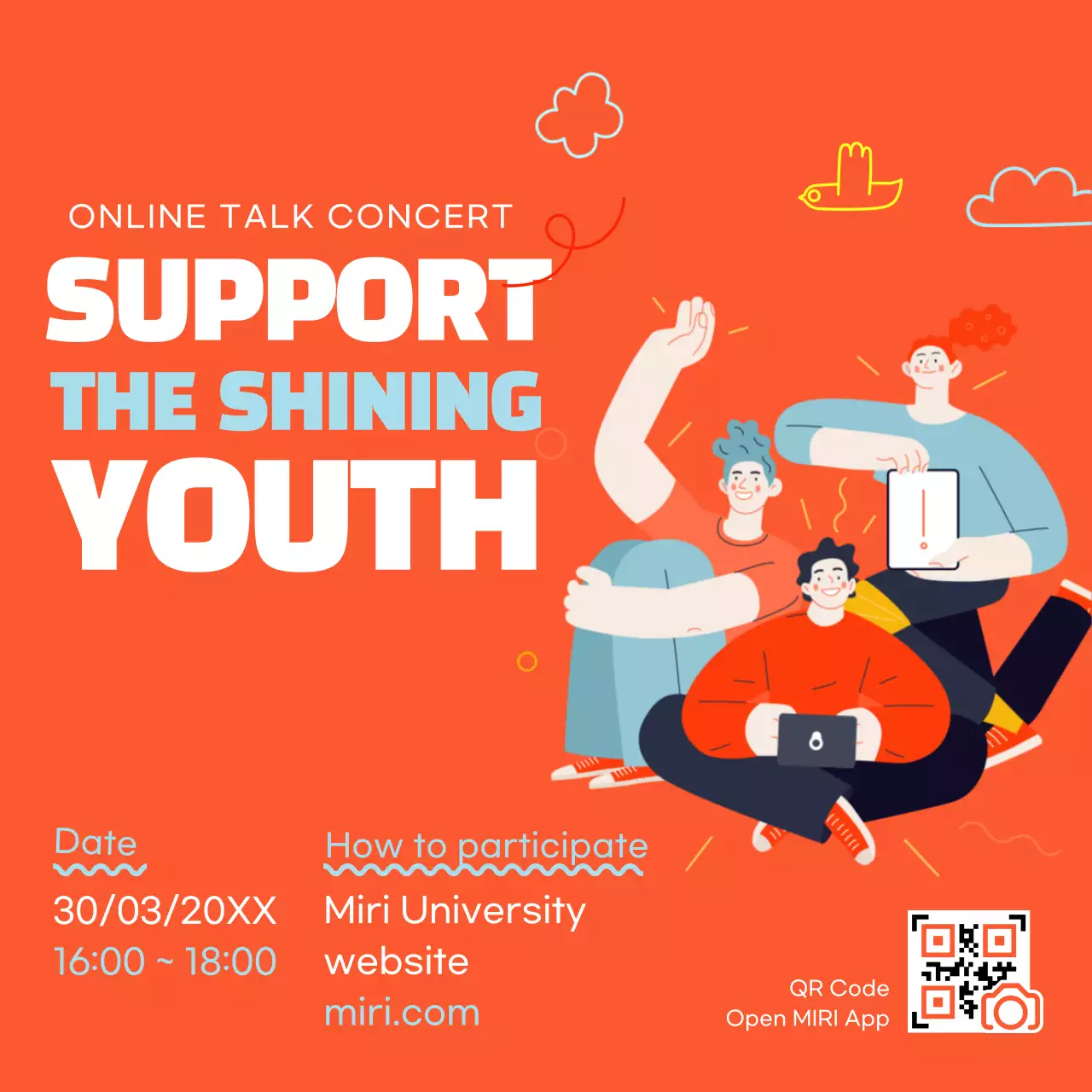 Orange Modern Youth Promotion Social Media Post