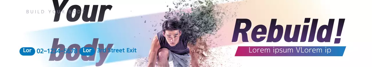 Banner de promoção de fitness moderno arco-íris