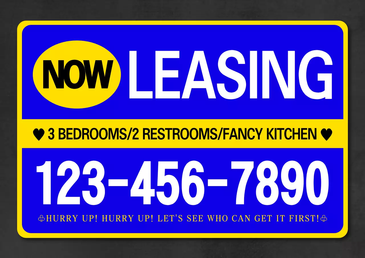 Blue Bold Leasing Advertisement Poster