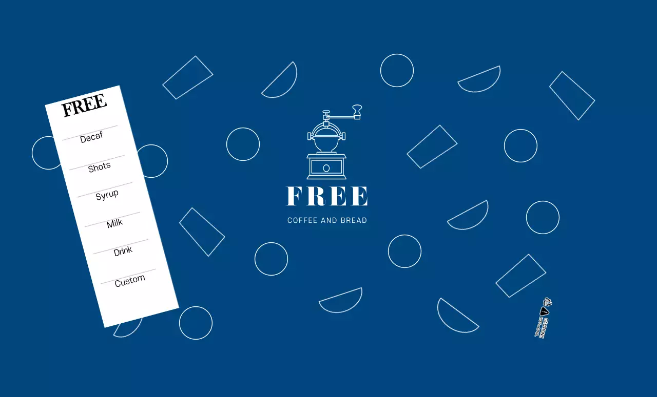 Gelas kertas kafe modern dengan pola bentuk biru