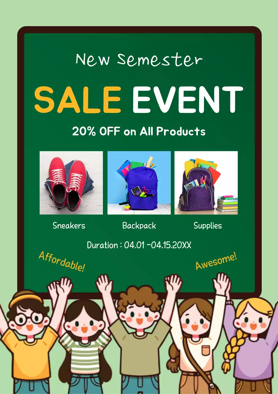 Green Simple School Promotion Poster