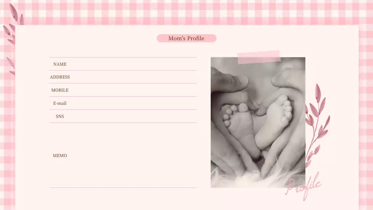 Pregnancy and parenting record theme in pink