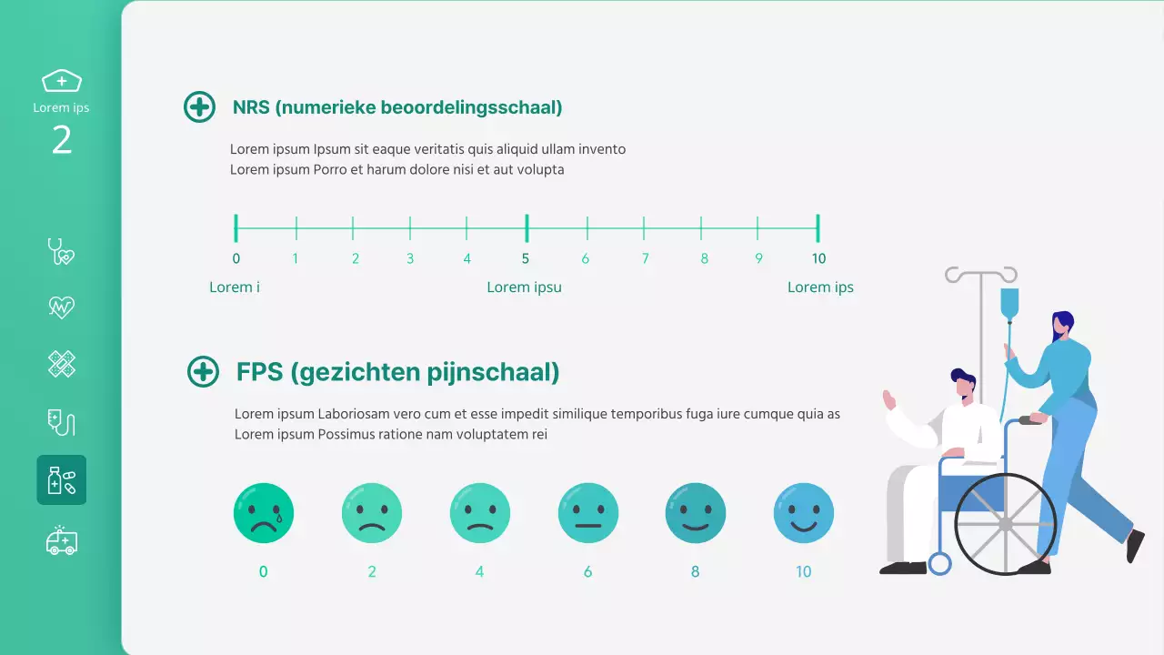 Presentatie voor verpleegkundeles met nadruk op groene illustraties