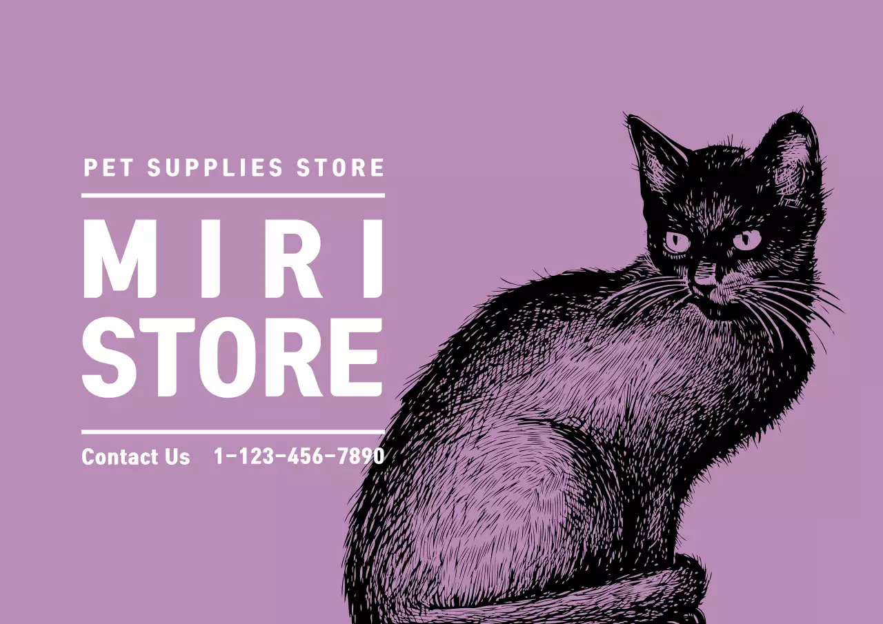 Label Toko Hewan Peliharaan Bergambar Ungu