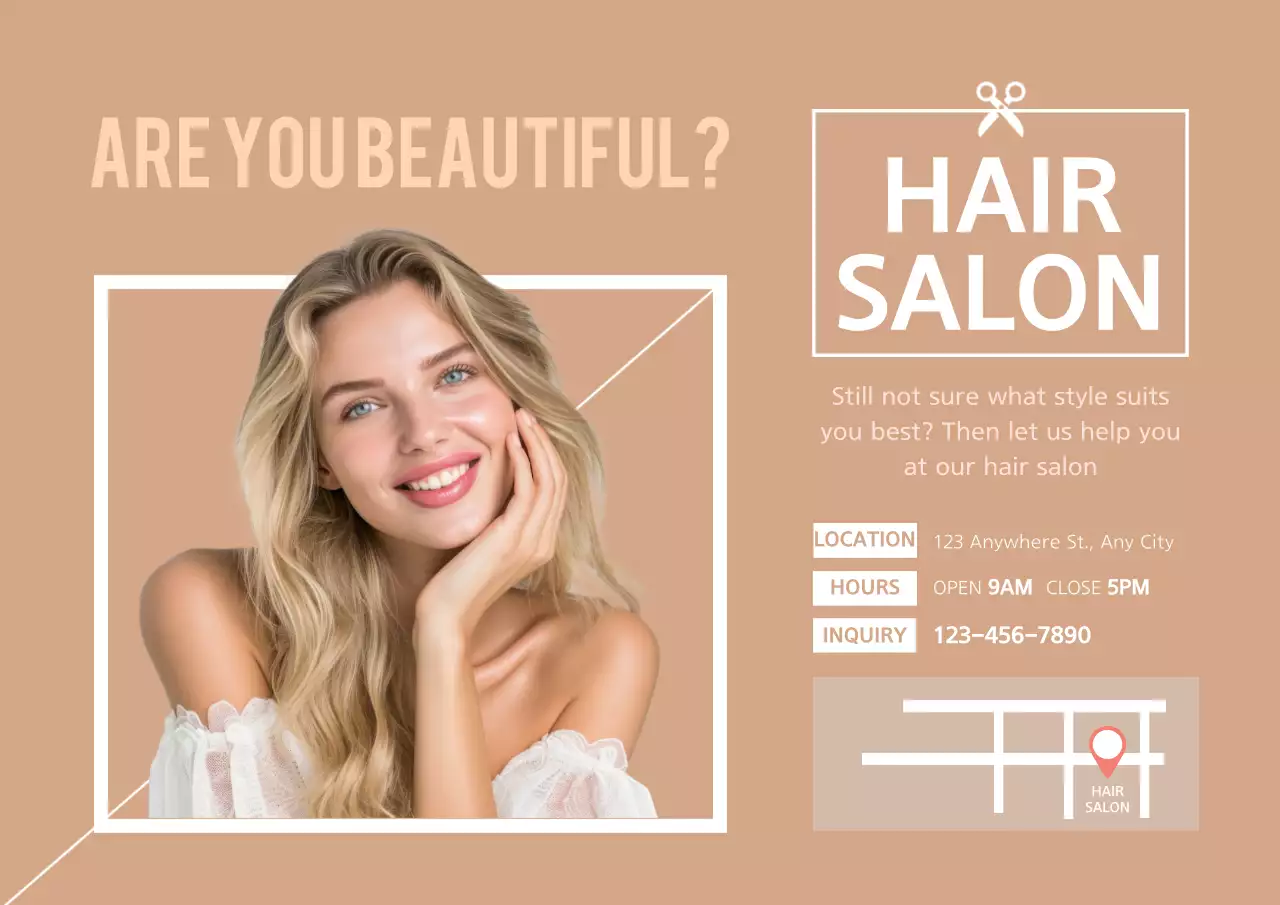 Beige Modern Hair Promotion Poster
