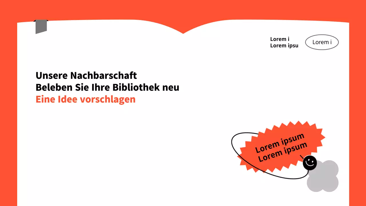 Einfacher Vorschlag für die Wiederbelebung einer Bibliothek in Orange und Grau