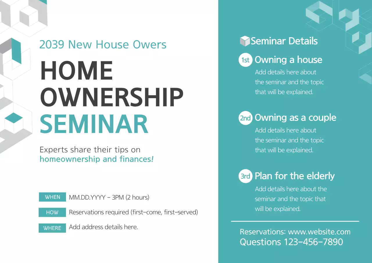 Teal Modern Home Seminar Announcement Poster