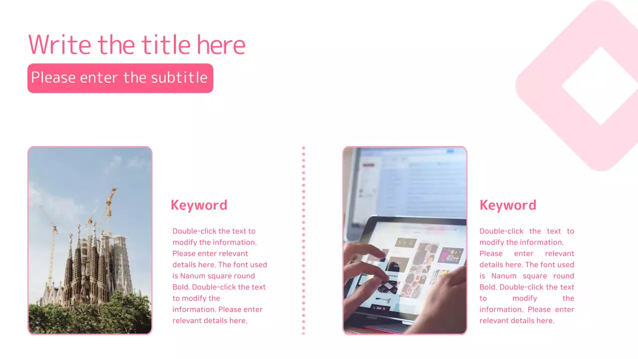 Presentation of pink clean geometric shapes