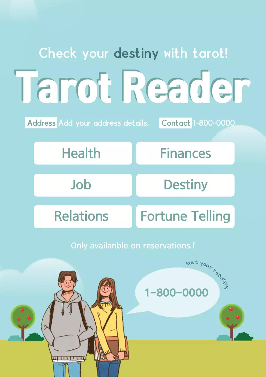 Blue Simple Tarot Promotion Poster