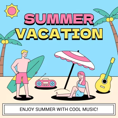 Pink Retro Summer Promotion Social Media Post