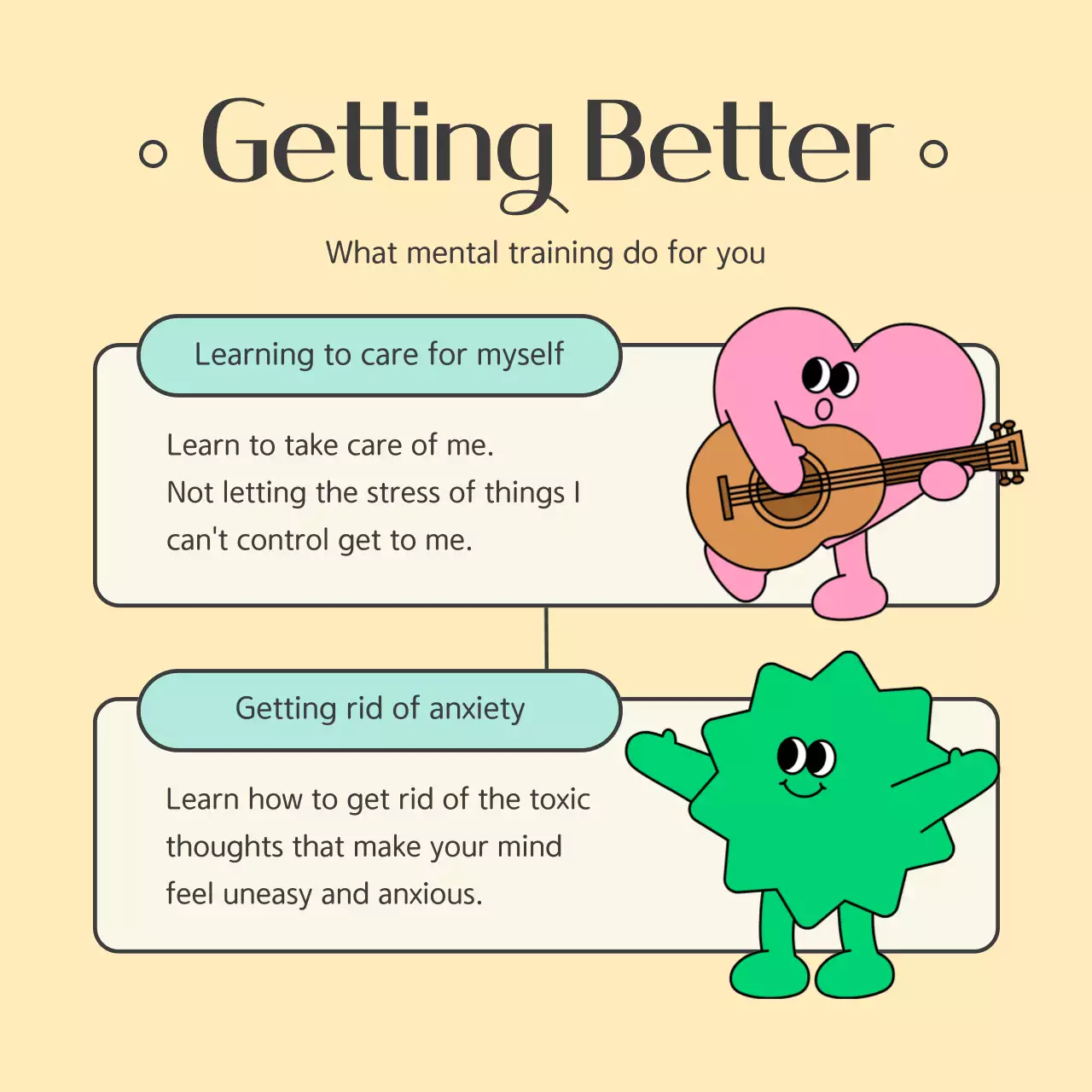 Green Comic Mental Health Guide Instagram Carousel