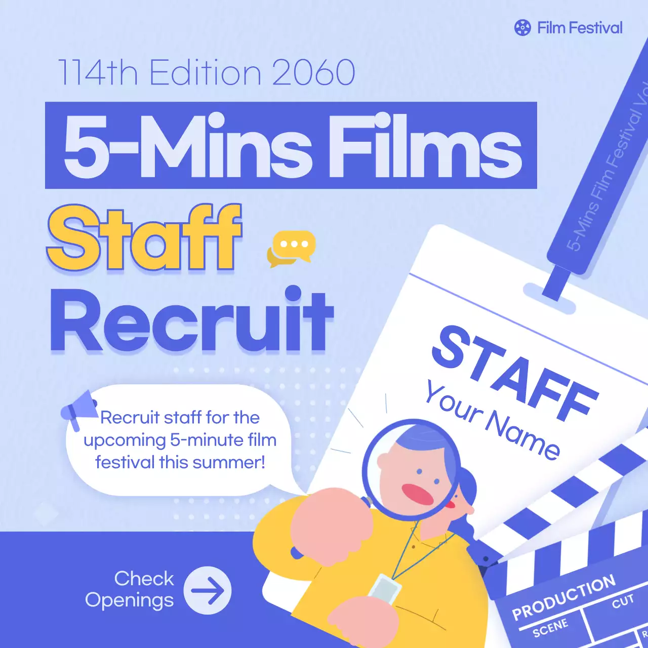Blue Modern Film Recruitment Instagram Carousel