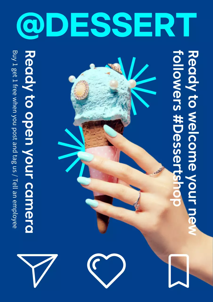 블루 트렌디 디저트 프로모션 포스터