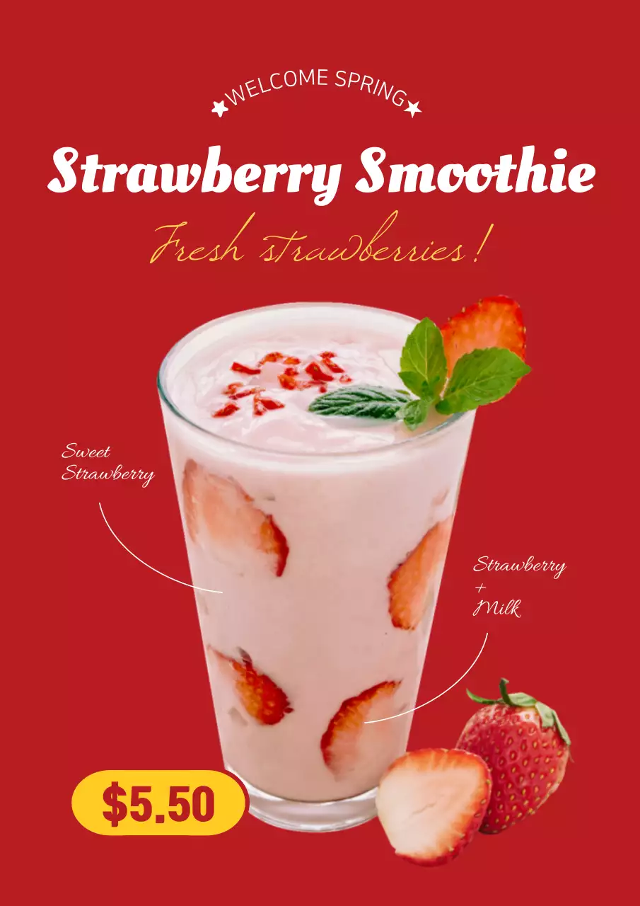 Red Retro Smoothie Promotion Poster