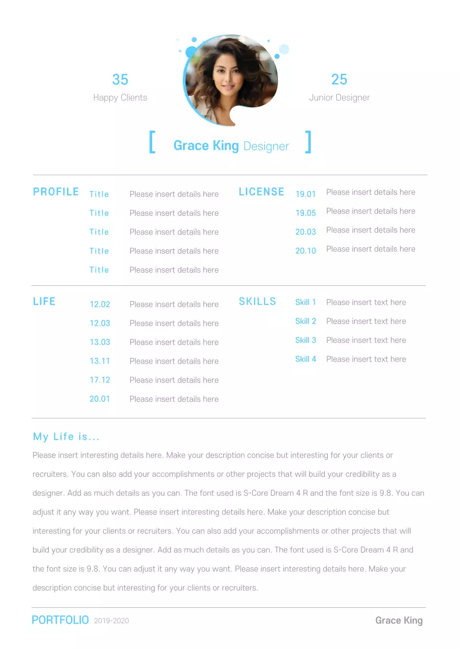 Blue Clean Portfolio Resume