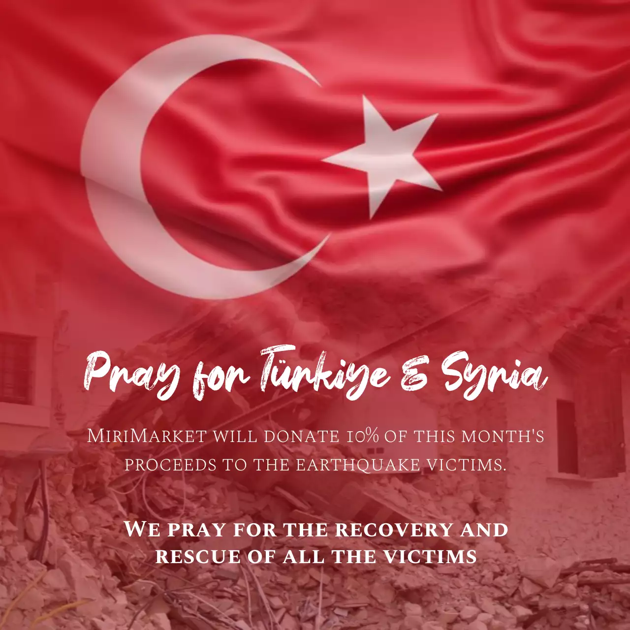 Red emotional earthquake condolence announcement