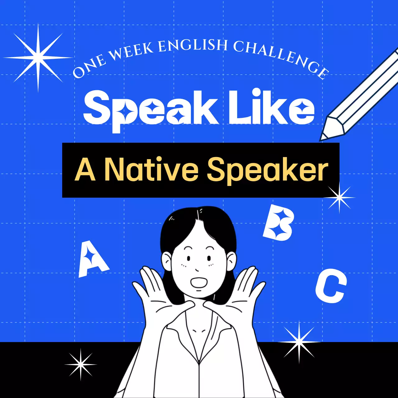 English Language Learning Challenge with a Blue Theme