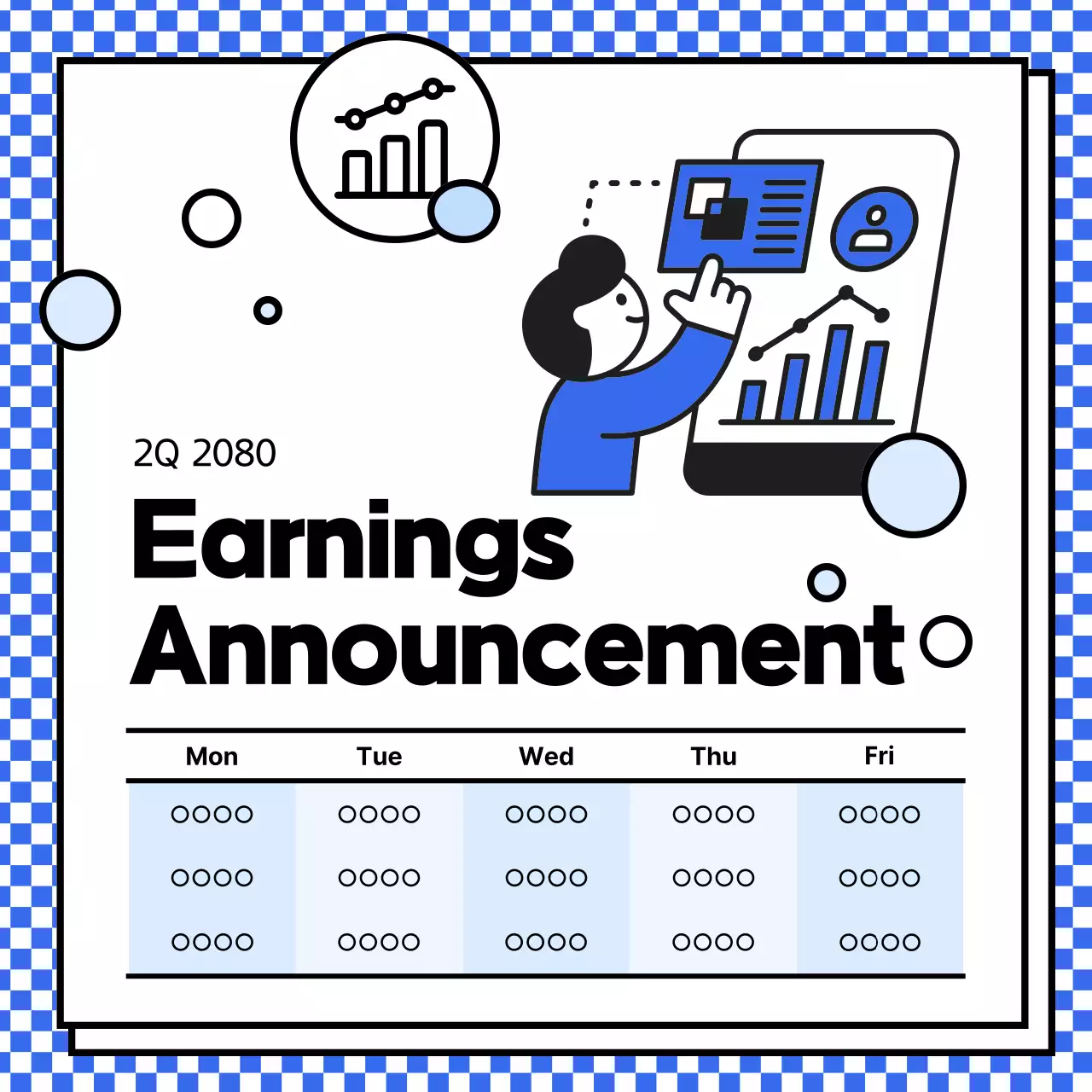 파란색 블루톤의 테크 심플 일러스트 컨셉의 빅테크 실적 발표 일정