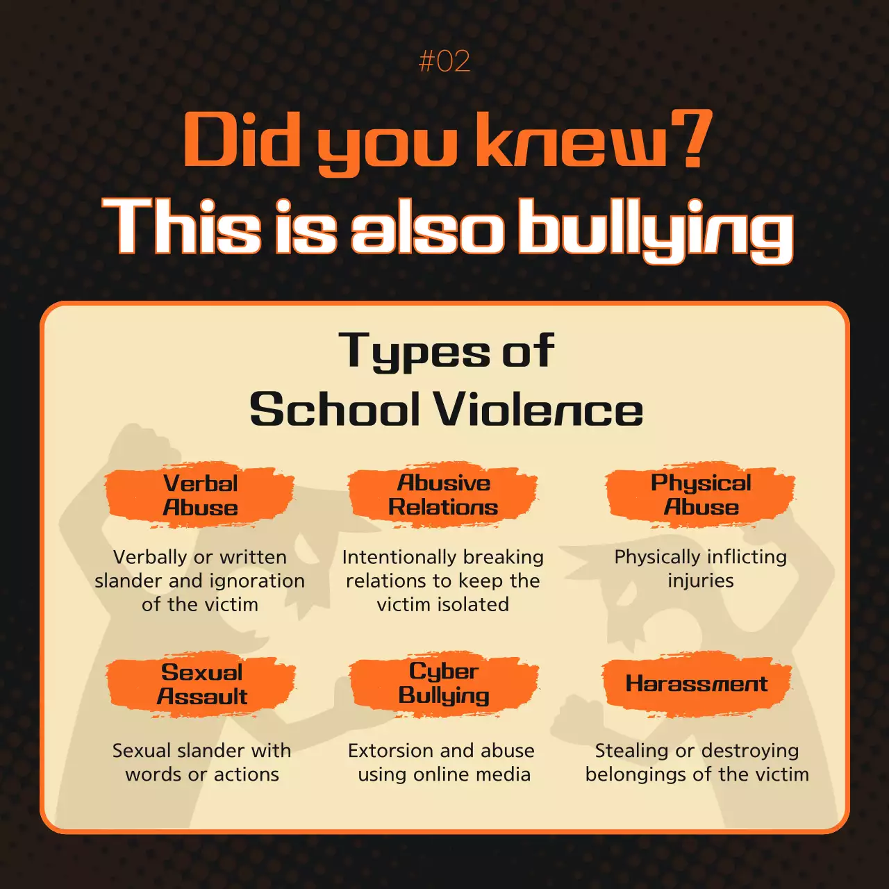 Promotion of the eradication of school violence in orange