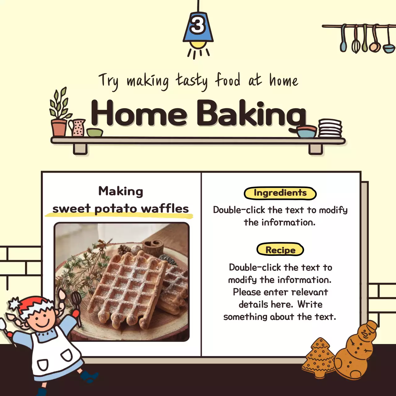 Winter vacation with cute illustrations in beige color